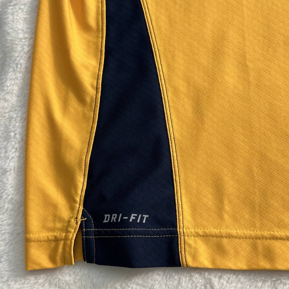 West Virginia Mountaineers Polo Shirt Men X-Large Yellow Blue Nike Dri Fit WVU - Picture 3 of 7